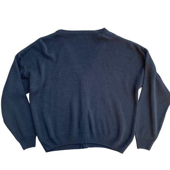 Vintage Van Heusen Mens Argyle Cardigan Sz L Black Button Academia Grandpa - Picture 7 of 11